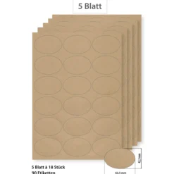 Steffis Etiketten 63,5 x 42,3 mm natur - 5 Blatt A4