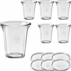 WECK-Quadroglas 545 ml mit Glasdeckel, 6 Stück