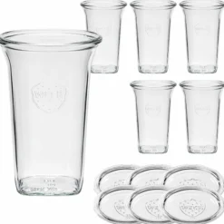 WECK-Quadroglas 795 ml mit Glasdeckel, 6 Stück