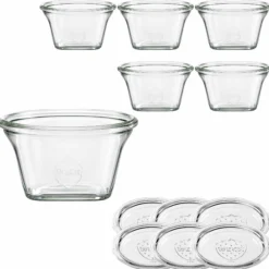 WECK-Quadroglas 290 ml mit Glasdeckel, 6 Stück