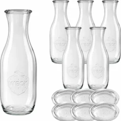 WECK-Saftflasche 1062 ml mit Glasdeckel, 6 Stück