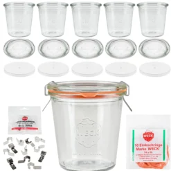 WECK-Sturzglas 290 ml hoch mit Klarsichtdeckel, 6er Set