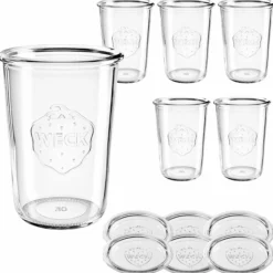 WECK-Sturzglas 850 ml mit Glasdeckel, 6 Stück