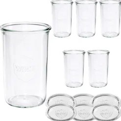 WECK-Sturzglas 1000 ml mit Glasdeckel, 6 Stück