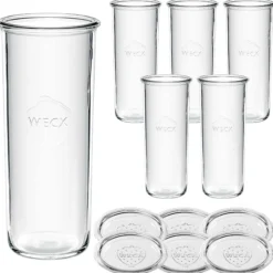 WECK-Sturzglas 1500 ml mit Glasdeckel, 6 Stück