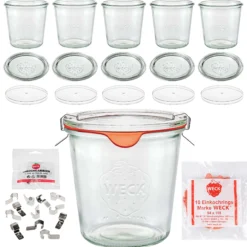 WECK-Sturzglas 580 ml mit Klarsichtdeckel, 6er Set