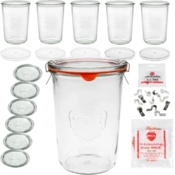 WECK-Sturzglas 850 ml mit Klarsichtdeckel, 6er Set