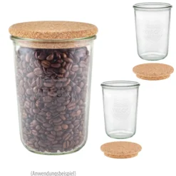 WECK-Sturzglas 850 ml mit Pilzkorken, 3er Set