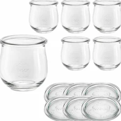 WECK-Tulpenglas 370 ml mit Glasdeckel, 6 Stück