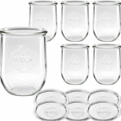 WECK-Tulpenglas 1062 ml mit Glasdeckel, 6 Stück