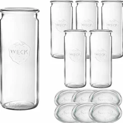WECK-Zylinderglas 1040 ml mit Glasdeckel, 6 Stück