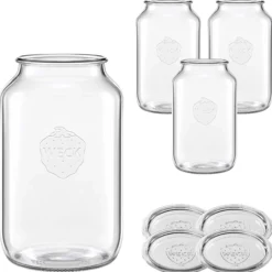 WECK-Zylinderglas 3300 ml mit Glasdeckel, 4 Stück